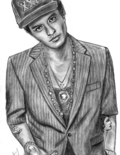 Bruno Mars pencil drawing